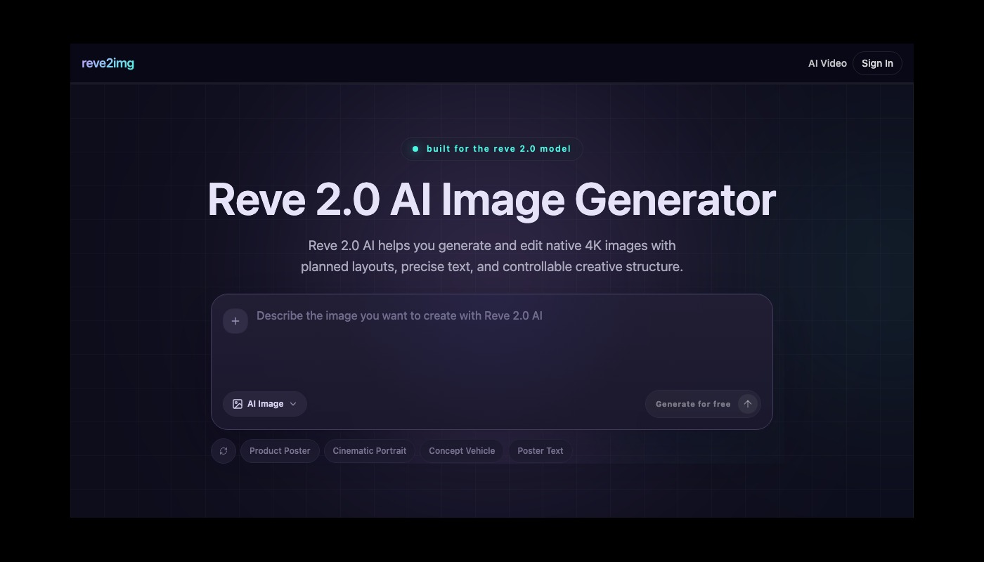 Reve 2.0 AI Image Generator